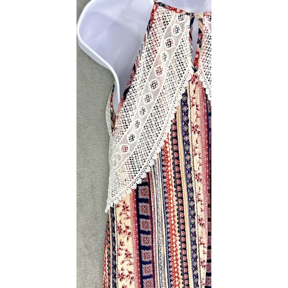 Altar'd State Women's M Sleeveless High Neck Dress‎ Lace Pink Blue Keyhole Boho - Picture 8 of 14